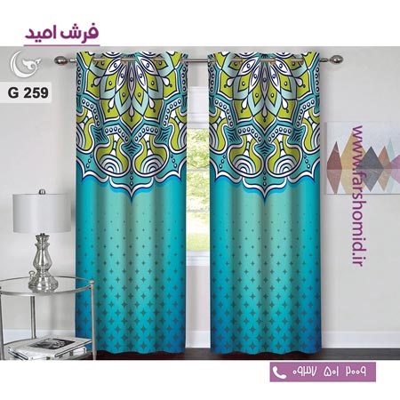 یک جفت پنل پرده پانچی دوخت شده و آماده نصب طرح مدرن کد 259