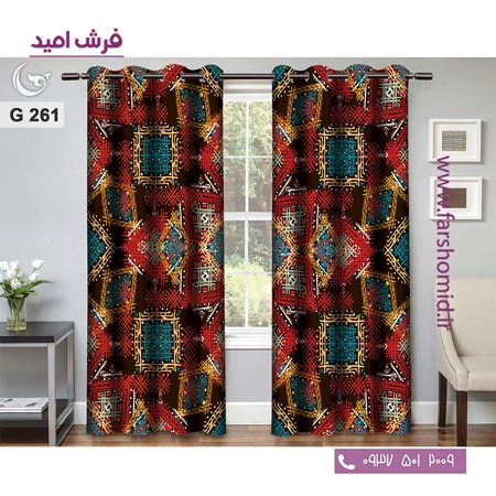 یک جفت پنل پرده پانچی دوخت شده و آماده نصب طرح مدرن کد 261