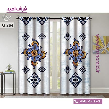 یک جفت پنل پرده پانچی دوخت شده و آماده نصب طرح مدرن کد 264