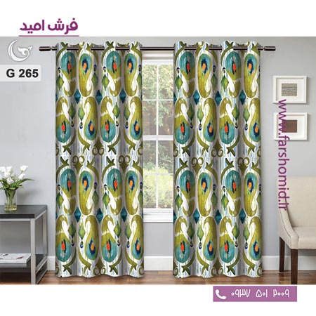 یک جفت پنل پرده پانچی دوخت شده و آماده نصب طرح مدرن کد 265