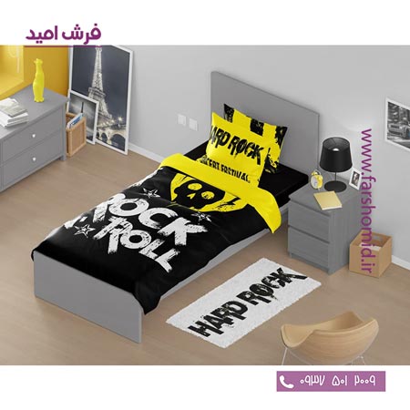 سرویس لحاف روتختی 6 تکه یک نفره اولدوز طرح راک اند رول کد 10102