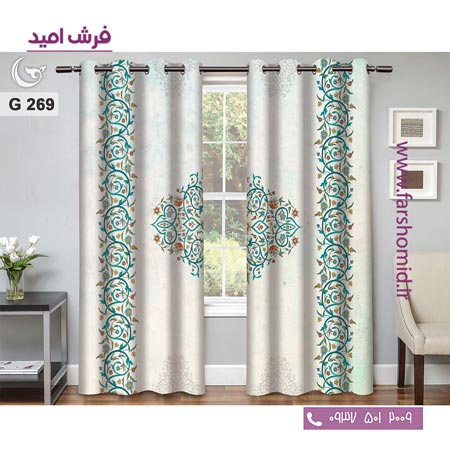 یک جفت پنل پرده پانچی دوخت شده و آماده نصب طرح مدرن کد 269
