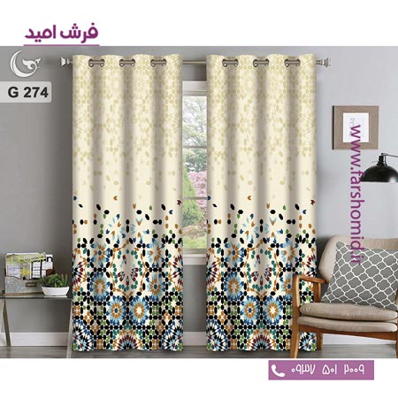 یک جفت پنل پرده پانچی دوخت شده و آماده نصب طرح مدرن کد 274