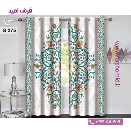 یک جفت پنل پرده پانچی دوخت شده و آماده نصب طرح مدرن کد 275