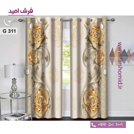 یک جفت پنل پرده پانچی دوخت شده و آماده نصب طرح مدرن کد 311