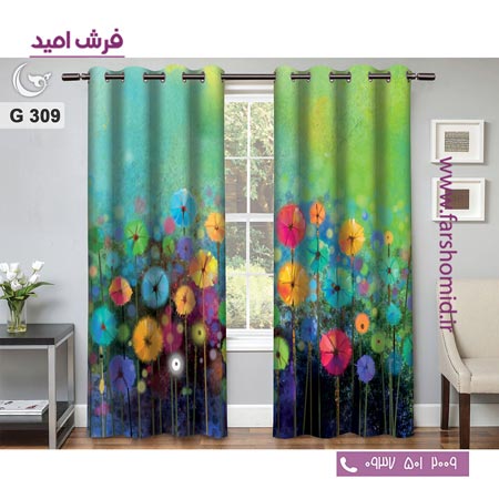 یک جفت پنل پرده پانچی دوخت شده و آماده نصب طرح مدرن کد 309