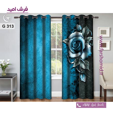 یک جفت پنل پرده پانچی دوخت شده و آماده نصب طرح مدرن کد 313