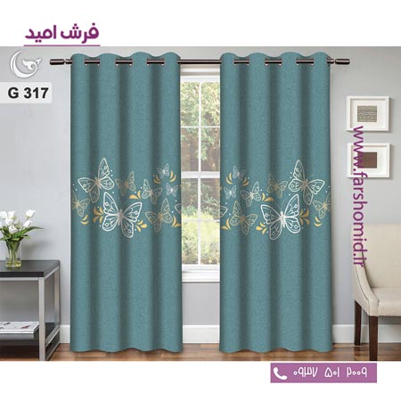 یک جفت پنل پرده پانچی دوخت شده و آماده نصب طرح مدرن کد 317