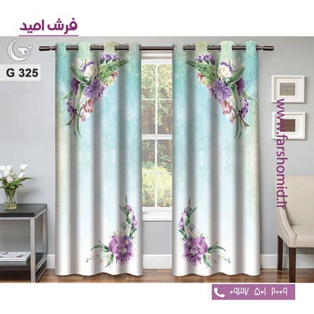 یک جفت پنل پرده پانچی دوخت شده و آماده نصب طرح مدرن کد 325