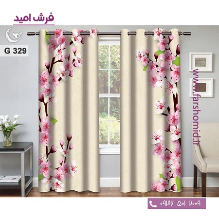 یک جفت پنل پرده پانچی دوخت شده و آماده نصب طرح مدرن کد 329