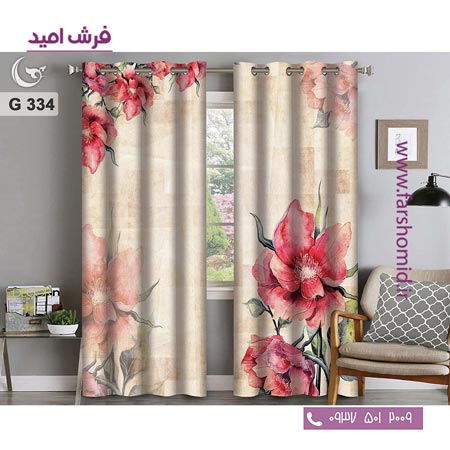 یک جفت پنل پرده پانچی دوخت شده و آماده نصب طرح مدرن کد 334