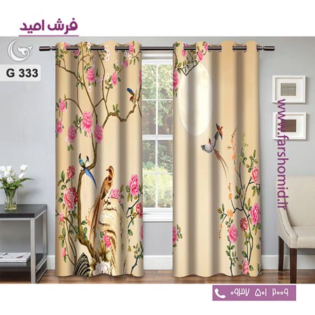 یک جفت پنل پرده پانچی دوخت شده و آماده نصب طرح مدرن کد 333