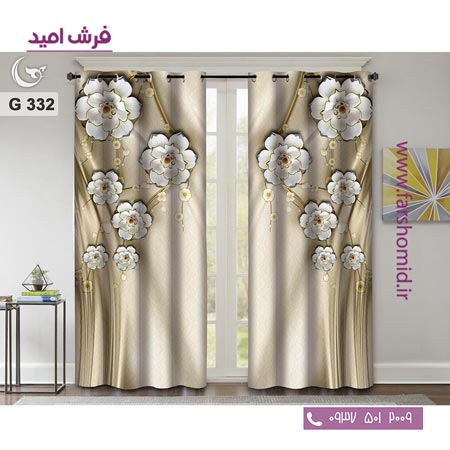 یک جفت پنل پرده پانچی دوخت شده و آماده نصب طرح مدرن کد 332