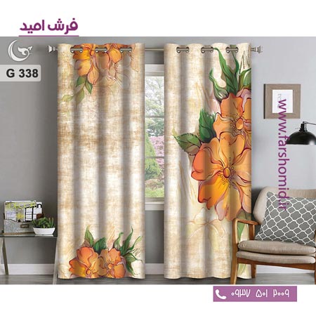 یک جفت پنل پرده پانچی دوخت شده و آماده نصب طرح مدرن کد 338