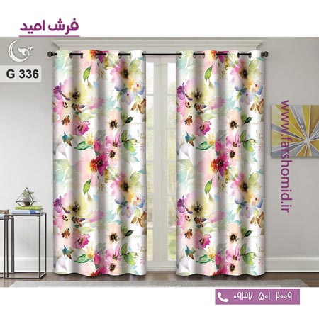 یک جفت پنل پرده پانچی دوخت شده و آماده نصب طرح مدرن کد 336