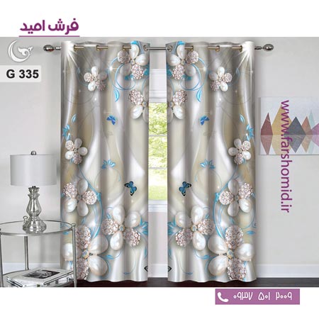 یک جفت پنل پرده پانچی دوخت شده و آماده نصب طرح مدرن کد 335