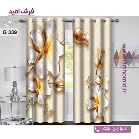 یک جفت پنل پرده پانچی دوخت شده و آماده نصب طرح مدرن کد 339