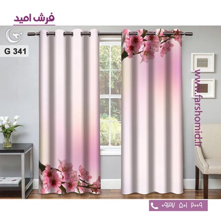 یک جفت پنل پرده پانچی دوخت شده و آماده نصب طرح مدرن کد 341