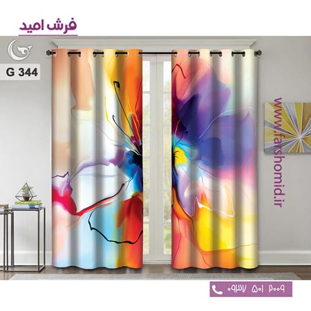 یک جفت پنل پرده پانچی دوخت شده و آماده نصب طرح مدرن کد 344