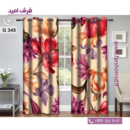 یک جفت پنل پرده پانچی دوخت شده و آماده نصب طرح مدرن کد 345