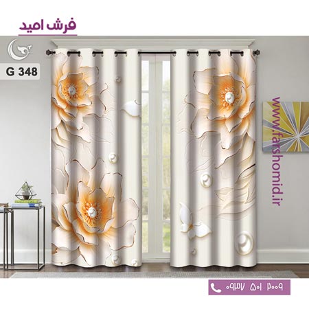 یک جفت پنل پرده پانچی دوخت شده و آماده نصب طرح مدرن کد 348