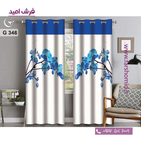 یک جفت پنل پرده پانچی دوخت شده و آماده نصب طرح مدرن کد 346