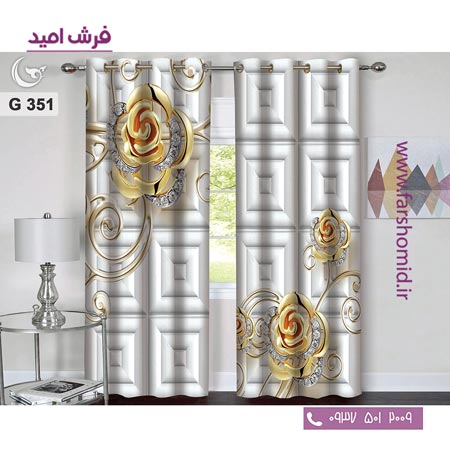 یک جفت پنل پرده پانچی دوخت شده و آماده نصب طرح مدرن کد 351