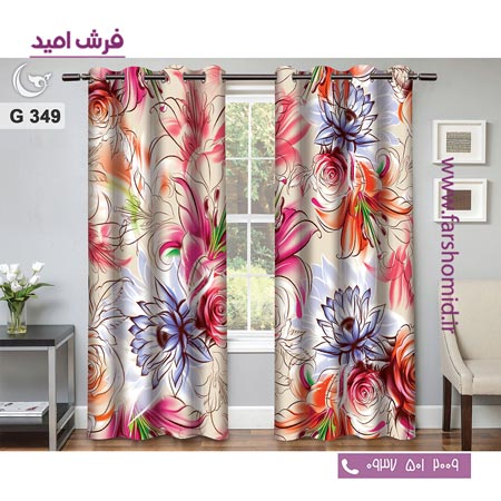 یک جفت پنل پرده پانچی دوخت شده و آماده نصب طرح مدرن کد 349