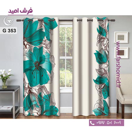 یک جفت پنل پرده پانچی دوخت شده و آماده نصب طرح مدرن کد 353