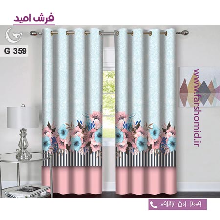 یک جفت پنل پرده پانچی دوخت شده و آماده نصب طرح مدرن کد 359