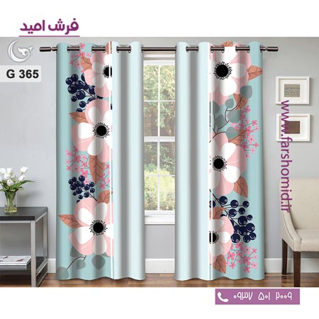 یک جفت پنل پرده پانچی دوخت شده و آماده نصب طرح مدرن کد 365