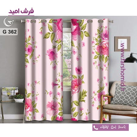 یک جفت پنل پرده پانچی دوخت شده و آماده نصب طرح مدرن کد 362