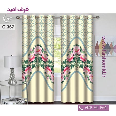 یک جفت پنل پرده پانچی دوخت شده و آماده نصب طرح مدرن کد 367