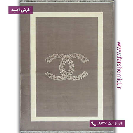 فرش ماشینی با الیاف طبیعی بامبو 1200 شانه مدرن طرح شنل کد D98 طوسی فرش اکسیر