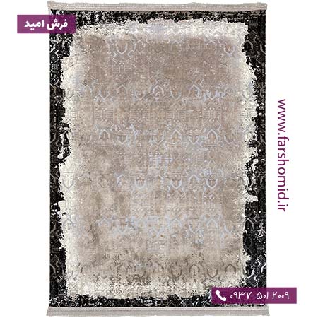 فرش ماشینی با الیاف طبیعی بامبو 1200 شانه مدرن کد V02 سیلور فرش اکسیر