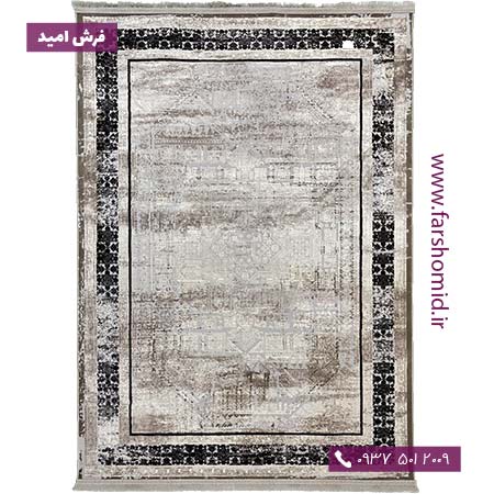 فرش ماشینی با الیاف طبیعی بامبو 1200 شانه مدرن کد V03 سیلور فرش اکسیر