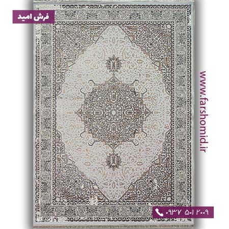 فرش ماشینی با الیاف طبیعی بامبو 1200 شانه مدرن کد V05 سیلور فرش اکسیر