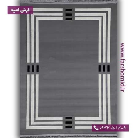 فرش ماشینی با الیاف طبیعی بامبو 1200 شانه مدرن کد V34 طوسی فرش اکسیر