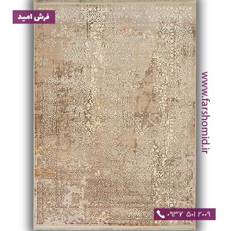 فرش ماشینی با الیاف طبیعی بامبو 1000 شانه شمسه کد 128 کرم فرش اکسیر