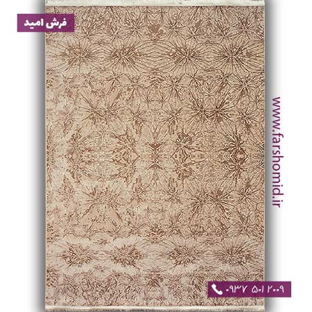 فرش ماشینی با الیاف طبیعی بامبو 1000 شانه شمسه کد 132 کرم فرش اکسیر