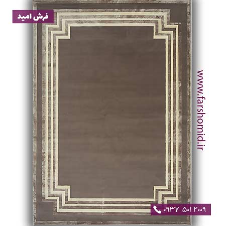 فرش ماشینی با الیاف طبیعی بامبو 1000 شانه شمسه کد 156 گردویی کرم فرش اکسیر