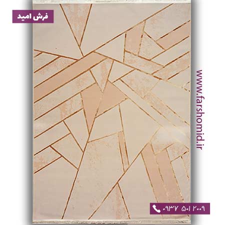 فرش ماشینی با الیاف طبیعی بامبو 1000 شانه شمسه کد D126 کرم فرش اکسیر