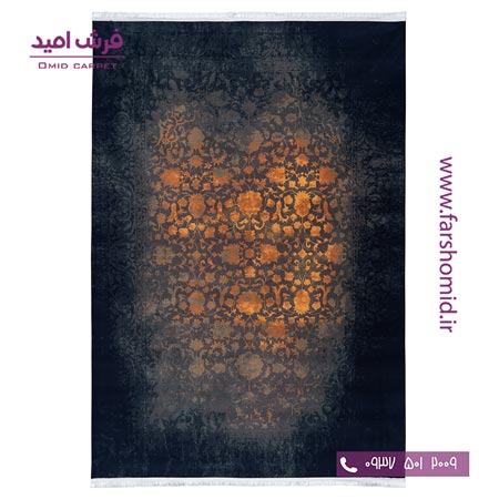 فرش 700 شانه طرح 100603 مشکی طلایی کلاریس محتشم
