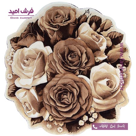 پادری دایره قطر ۱ متر رز آلاله قهوه ای شکلاتی زرباف