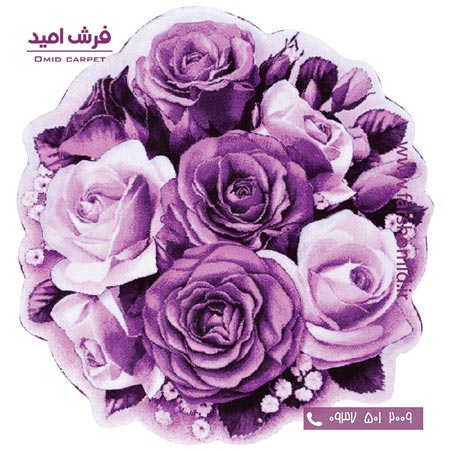 پادری دایره قطر ۱ متر رز آلاله بنفش یاسی زرباف