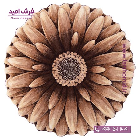 پادری دایره قطر ۱ متر گل داوودی قهوه ای شکلاتی زرباف