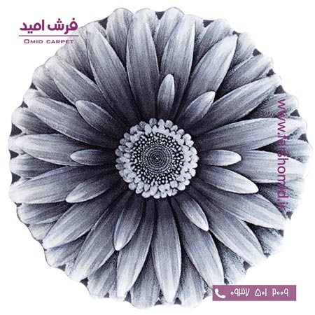 پادری دایره قطر ۱ متر گل داوودی طوسی شکلاتی زرباف