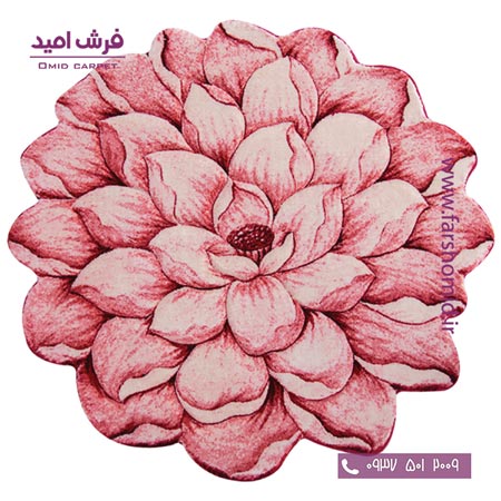 پادری دایره قطر ۱ متر گل نیلوفر قرمز زرباف