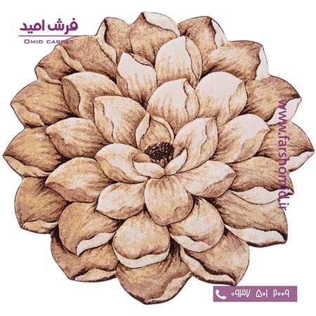 پادری دایره قطر ۱ متر گل نیلوفر قهوه ای شکلاتی زرباف