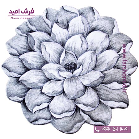 پادری دایره قطر ۱ متر گل نیلوفر طوسی زرباف